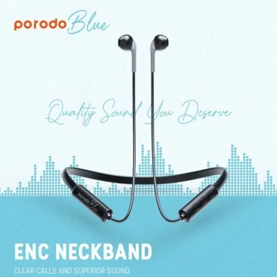 Porodo Blue ENC Neckband Apple Buds Earphones - Black